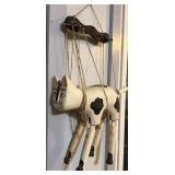 Hand-Carved Wooden Cat Marionette Puppet