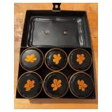 Mid-Century Black Tole-Painted Tea Caddy Set