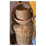 Wicker Hamper w/ Lid & Baskets