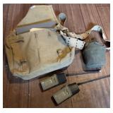 Military Bag w/ Two Radios & Canteen