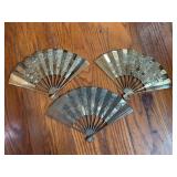 3 Brass Asian-Style Decorative Fans