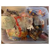 Bin of Assorted Fast Food Toys & Glassware