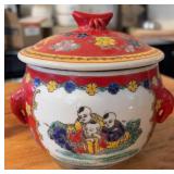 Chinese Porcelain Lidded Pot w/ Three Boys Motif