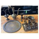 Engraved Brass Middle Eastern Set