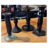 Vintage Black Amethyst Candle Holders