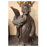 Vintage Bronze Muga Doji Child w/Treasure Boat