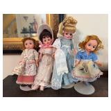 4 Madame Alexander Dolls w/ Stands