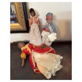 3 Black Americana Dolls in Period Dress