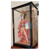 Japanese Geisha Doll in Red Kimono w/Case