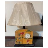 Hand Painted Table Lamp w/Clock