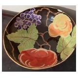 Decorated Fruit and Leaf Ceramic Bowl