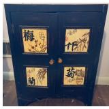Black Wood Cabinet w/Four Gentlemen Panels