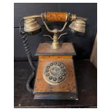 Vintage Burlwood-Style Sitel Italy Rotary Phone