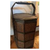Chinese 3-Tier Bamboo Wedding Basket w/ Brass