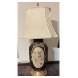 Asian-Inspired Black Vase w/ Hummingbird Lamp