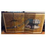 Japanese 4-Panel Painted Folding Screen
