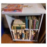 Small Rolling Bookshelf w/ Mixed Books