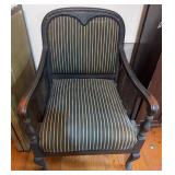 Regency Style Dark-Wood Armchair w/ Caned Sides