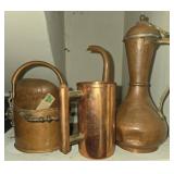 3 Vintage Copper Pitchers & Containers