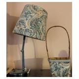 Table Lamp w/ Fabric Shade & Bamboo Basket
