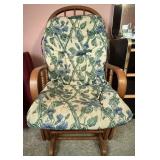 Wood Glider Rocking Chair w/ Floral Cushions