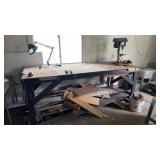 Large Wood Workbench Table, Power Strip Attached