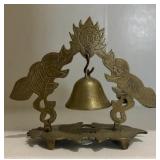 Brass Table Bell w/ Elephant Motif Frame