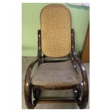 Bentwood Rocking Chair w/ Cane Backrest & Cushion