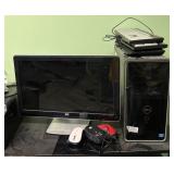 Dell Desktop Tower, HP Monitor, Keyboard, Mouse