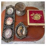 Blue Bird Tin, Frames, and Metal Stand Group