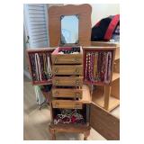 Wood Jewelry Armoire w/Necklaces, Bracelets, Rings