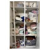 Cabinet w/Towels Linens Cleaning Supplies
