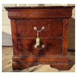 Wooden 2-Drawer Nightstand w/ Metal Pulls