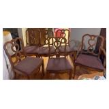 6 Wood Dining Chairs w/Upholstered Seats
