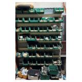 Green Storage Bin Rack Filled w/ Hardware