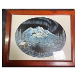 Settle Signed Framed Mountain Cabin Painting