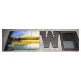 Framed Mirror, Metal W, 3-Panel Nature Art