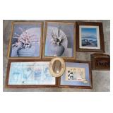 Framed Prints, Art, w/ Wall Box & Oval Frame