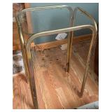 Glass Top Brass Side Table