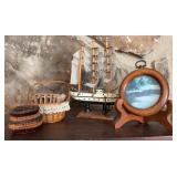 Miniature Ship, Baskets & Frame Group