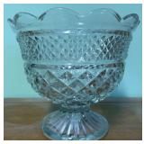 Pressed Glass Diamond Pattern Compote Bowl