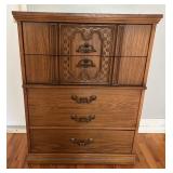 Wood Veneer Chest w/ Decorative Drawers