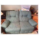 Green Fabric Reclining Loveseat Sofa