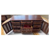 Wooden Jewelry Box w/ Assorted Costume Jewelry