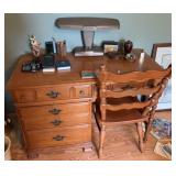 Wood Desk & Chair Set w/ Contents