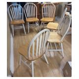 Six White Windsor-Style Dining Chairs