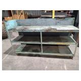 Green Metal & Wood Rolling Shelf