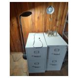 2 Filing Cabinets and 2 Lamps