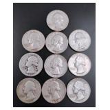 (10) Silver Washington Quarters