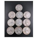 (10) Silver Washington Quarters